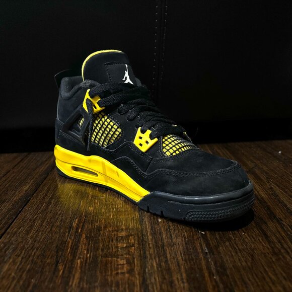 Jordan 4 Yellow Thunders Black and Yellow Sneakers - Picture 2 of 6